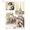 Paris, Eiffel Tower, idyllic atmosphere, retro, bicycle, dress, old fashion, woman, girl, old postcards